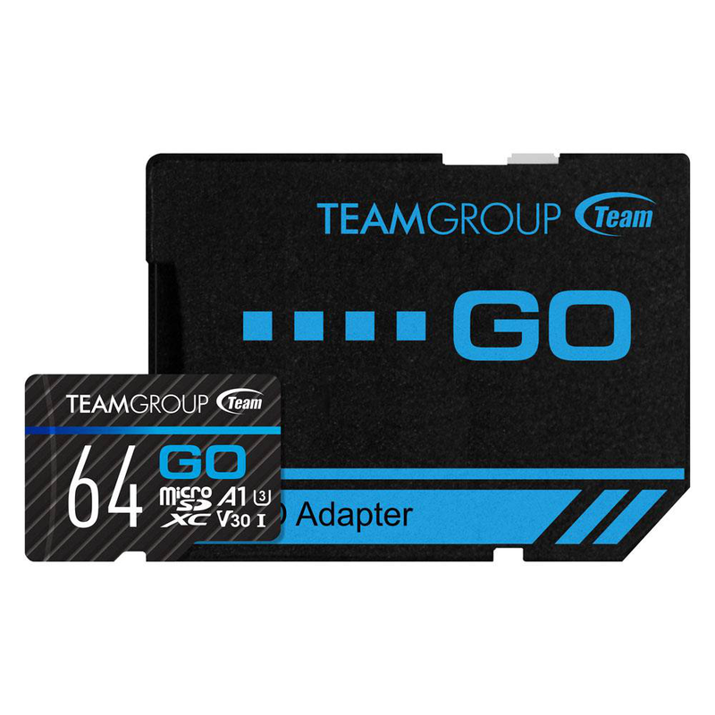 Teamgroup go card 64GB microsdxc uhs-i u3 v30 4k memory card with sd adapter read 100mb/s for action cameras-null