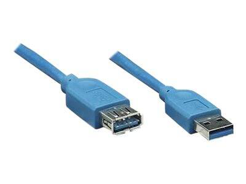 Techly - USB extension cable - USB type a (m) to USB type a (f) - USB 3.0 - 1 cm - molded - blue-null
