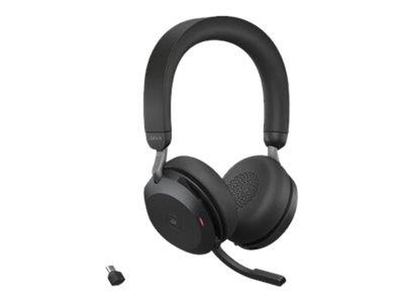 Jabra evolve2 75 / headset / on-ear / bluetooth / wireless, wired / active noise cancelling / USB-c / noise isolating / black / with charging stand / certified for microsoft teams, , medium-null