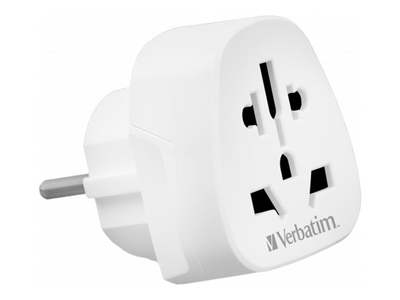 Verbatim wteu-02 - power connector adaptor - type a, type b, type c, type g, type i, type j, type l, type n (p) to type e, type f (r) - 100-250 v - 10 a - europe, , medium