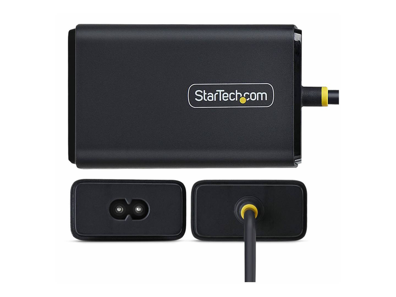 Startech 65w USB-c laptop charger with 1.5m tethered USB-c cable pd 3.0 eu plug black-null