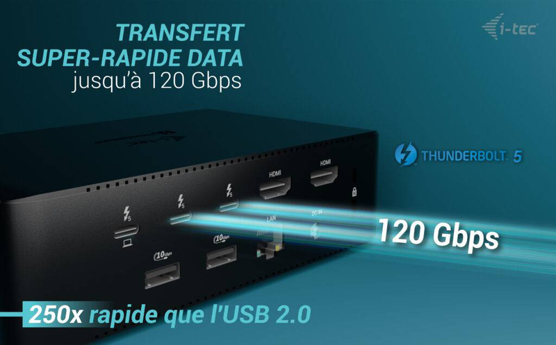 I-tec tb5quattrodockpd thunderbolt 5 quattro display docking station quad 4k60 8k60 2x HDMI 2x tb5 2.5GBe 140w pd-null