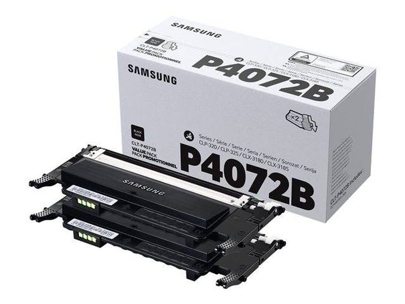 Samsung clt-p4072b black toner cartridge twin pack su381a for clx-3180/clx-3185/clx-3186 up to 3,000 pages-null