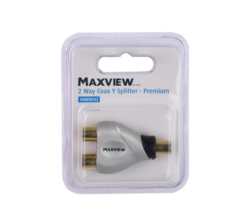 Maxview mxr0042 TV 2 way coax y splitter gold plated, , medium image number null