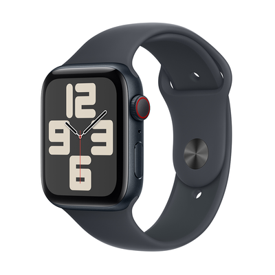 Apple watch se GPS + cellular 44mm midnight aluminum case with midnight sport band - m/l, Black, medium