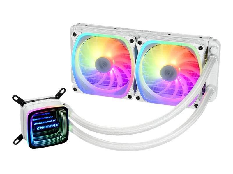 Enermax aquafusion adv 240 0lc-aqfa240-sqa-w 240mm aio liquid CPU cooler dual squa rgb fans 360w white-null