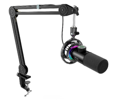USB rgb dynamic microphone k658 with volume/mute/monitoring control, aluminium alloy case, noise cancelling, nice audio quality