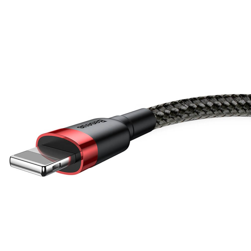 Baseus cafule braided lightning cable 2a 3m black/red, , medium-null