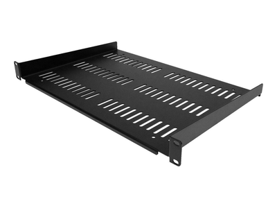 Startech.com 1u vented server rack cabinet shelf, 12in deep fixed cantilever tray, rackmount shelf for 19" av/data/network equipment enclosure w/ cage nuts & screws, 55lbs weight capacity - 1u network rack shelf - rack shelf - black - 1u - 19" | shelf-1u-, , medium