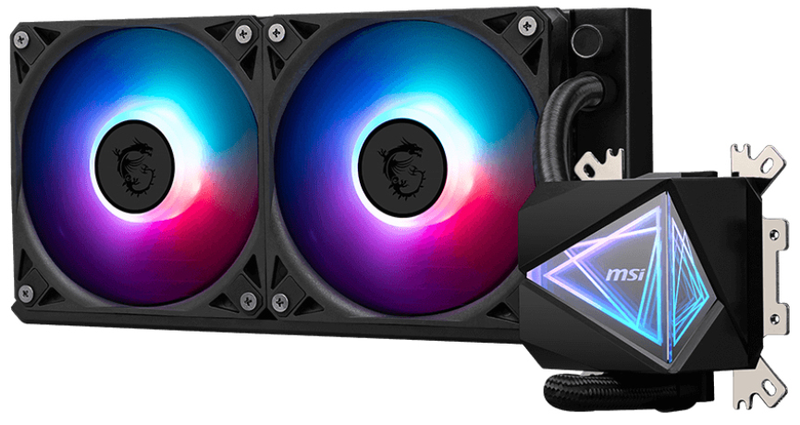 Msi mag coreliquid i240 black argb liquid CPU cooler 240mm aio dual 120mm argb Gen2 fans copper base-null