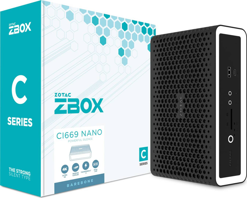 Zotac zbox ci669 nano fanless barebone mini pc Intel Core i7-1355u iris xe ddr5 Wi-Fi 6 no ram no SSD no os black-null