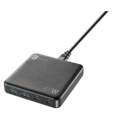 Charger with 4 ports gan 65w uk plug - black