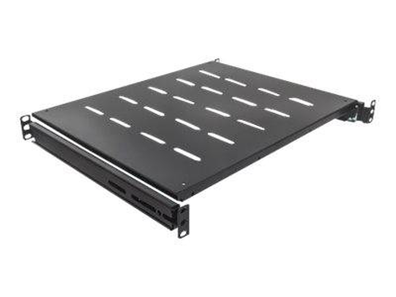 Intellinet 19" sliding shelf, 1u, for 600 to 800mm depth cabinets & racks, shelf depth 350mm, black / rack shelf / black, ral 9005 / 1u / 19", , medium-null