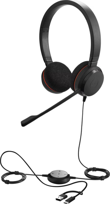 Jabra evolve 20 uc stereo headset | USB-c & USB-a | unified communications | noise-cancelling mic, , medium-null