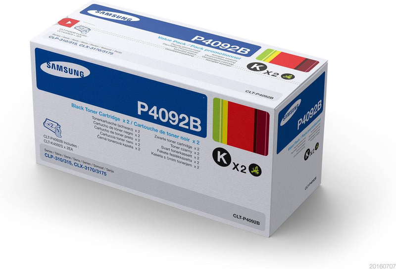 Samsung clt-p4092b black original toner cartridge 2-pack su391a clx-3170-null