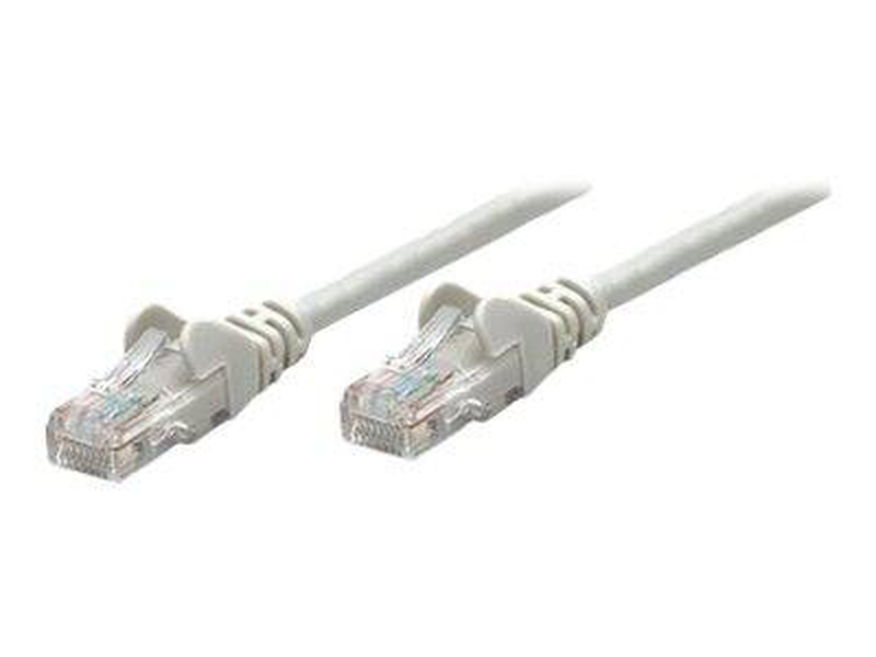 Intellinet network patch cable, cat5e, 3m, grey, cca, u/utp, pvc, rj45, gold plated contacts, snagless, booted, lifetime warranty, polybag - patch cable - rj-45 (m) to rj-45 (m) - 3 m - utp - cat 5e - molded, snagless - grey-null