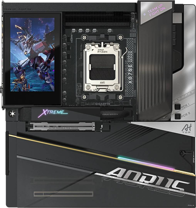 Gigabyte x870e aorus xtreme x3d ai top AMD am5 e-atx motherboard ddr5 9000 oc 5" lcd Wi-Fi 7 dual 10GBe-null