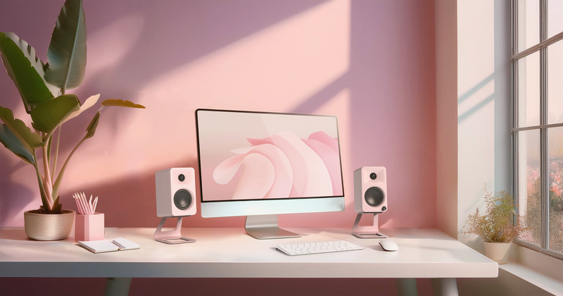 Kanto se2 elevated desktop speaker stands for small speakers - pink, pair-null