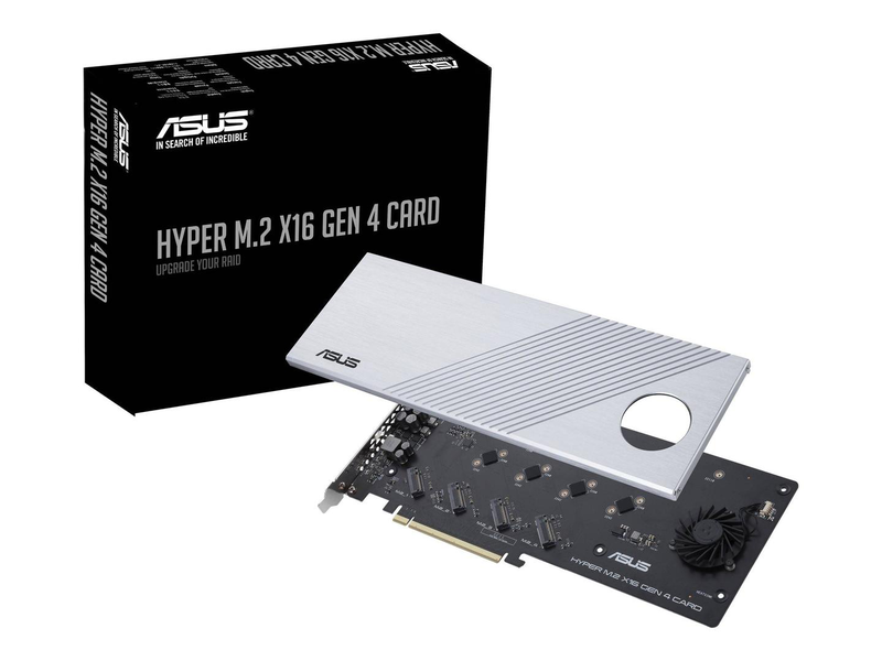 Asus hyper m.2 x16 Gen 4 card / interface adapter / m.2 / expansion slot to m.2 / m.2 card / 256GBit/s / pcie 4.0 x16, , medium-null