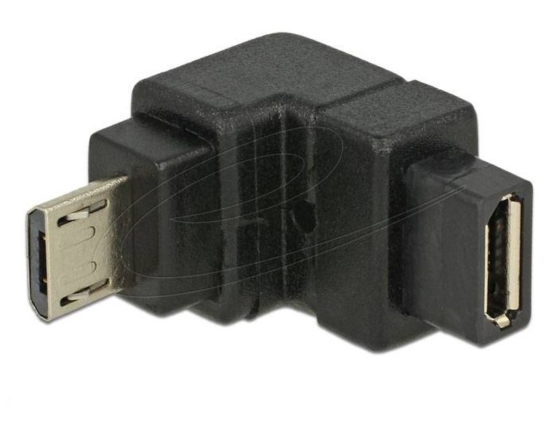 Delock adapter USB 2.0 micro-b male to USB 2.0 micro-b female angled down / black, , medium-null