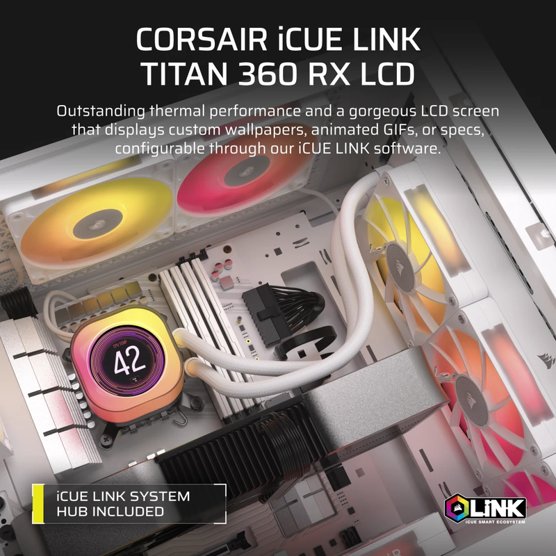 Corsair icue link titan 360 rx lcd liquid CPU cooler white (cw-9061026-ww)-null