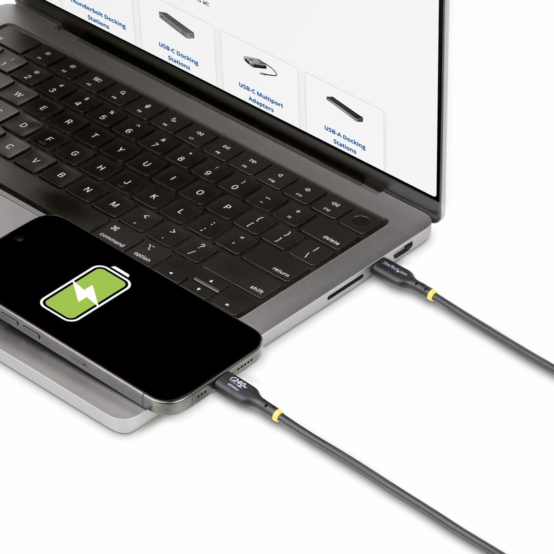 Startech.com 4m USB-c charging cable, USB-if certified USB-c cable, 240w / USB-c cable / 24 pin USB-c (m) to 24 pin USB-c (m) / USB 2.0  black-null