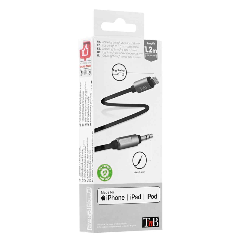 Product image: Tnb cbljack35 lightning to 3.5mm jack audio cable, , medium-null