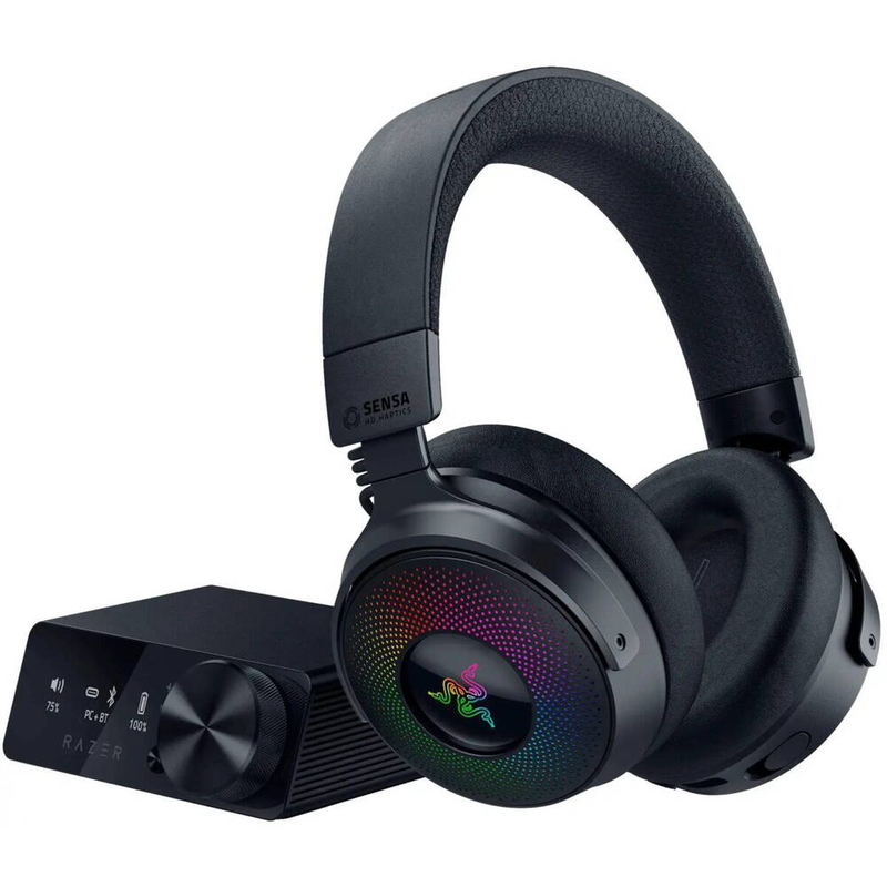 Razer kraken v4 pro wireless 7.1 rgb gaming headset sound card haptic feedback-null
