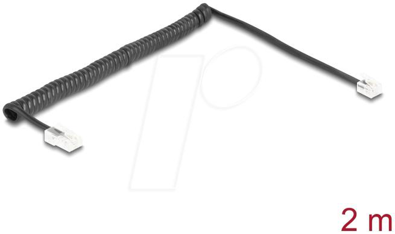 Delock - phone cable - rj-45 (m) to rj-11 (m) - 2 m - coiled - black-null