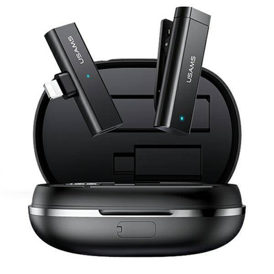 Usams enc 2.4G wireless lavalier microphone lightning, Black, medium