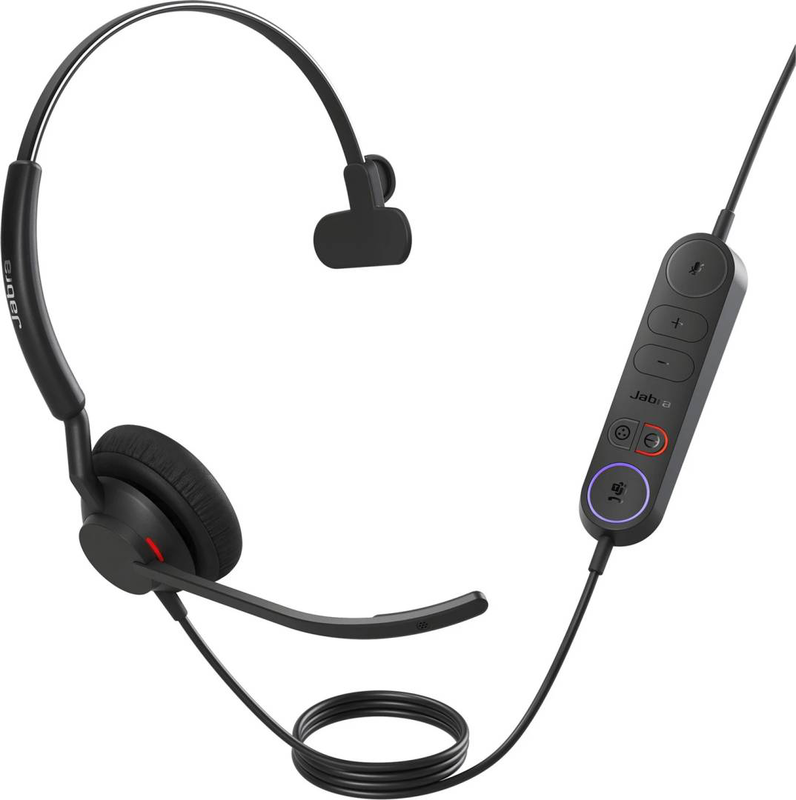 Jabra engage 40 mono ms microsoft teams wired on-ear USB-c headset inline link controller busylight noise isolating black-null
