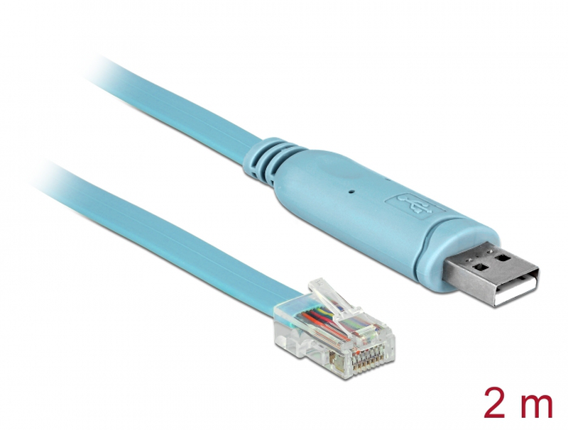 Delock - serial cable - USB (m) to rj-45 (m) - 2 m - eia-232 - blue-null