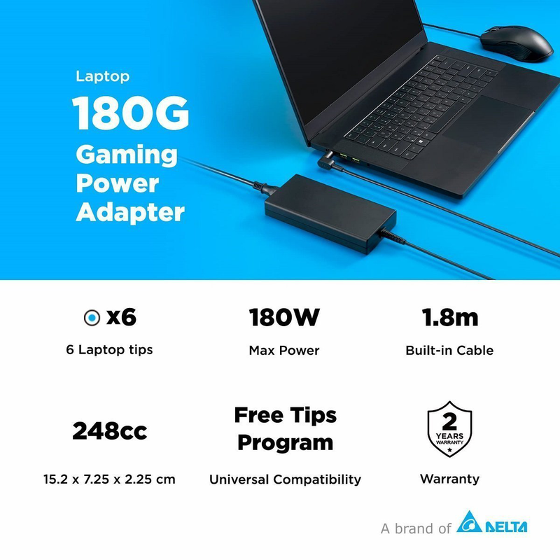 Product image: Innergie 180g laptop power adapter 180w uk with 6 laptop tips, , medium-null