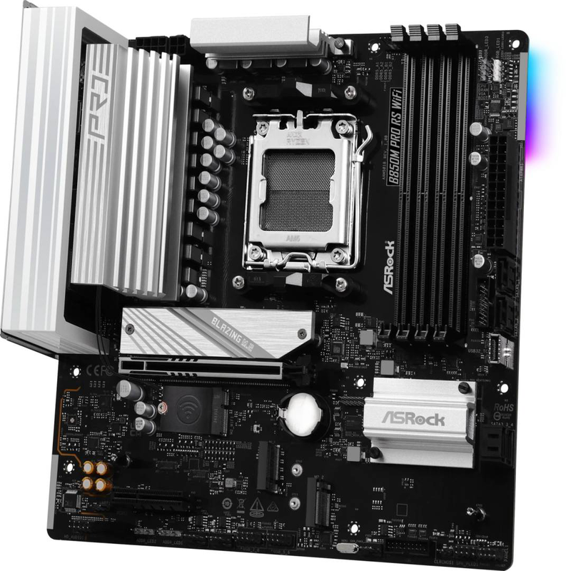 Asrock b850m pro rs Wi-Fi | am5 | AMD b850 | micro atx | ddr5 8000+ oc | pcie 5.0 x16 | 3&times; m.2 | Wi-Fi 6e | 2.5G lan, , medium-null