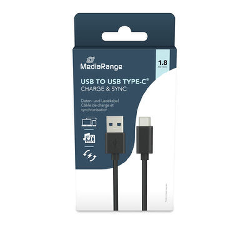 Mediarange charge and sync cable, USB 3.0 to USB Type-C&trade; plug, 1.8m, , medium-null
