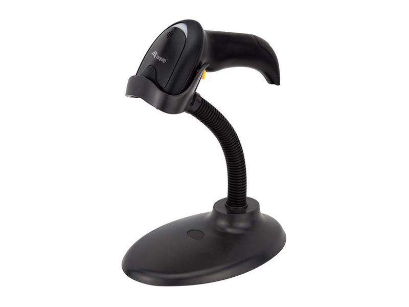 Equip USB 2d cmos barcode scanner with stand | wired USB | 220 scans/sec | 1d & 2d support | ip54 | 1.8m cable | black, , medium-null
