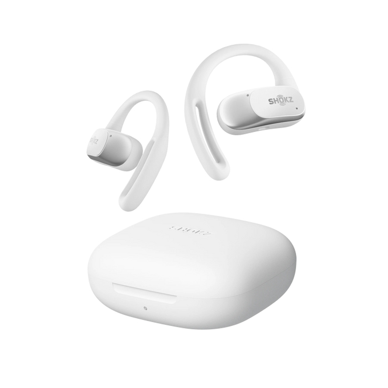 Shokz openfit Air open-ear true wireless earbuds directpitch bluetooth 5.2 ip54 28h battery white-null