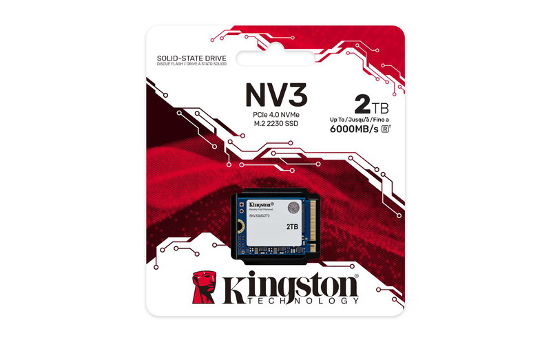 Kingston nv3 snv3sm3/2t0 2TB nvme SSD m.2 2230 pcie Gen4 up to 6000mb/s for steam deck and handhelds-null