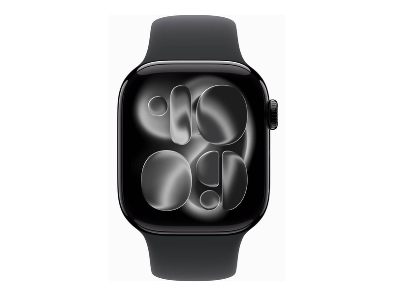 Apple watch series 11 (gps) / 42 mm / jet black aluminium / smart watch with sport band / fluoroelastomer / black / band size: m/l / 64GB / Wi-Fi 4, uwb, bluetooth / 30.3 g, , medium-null