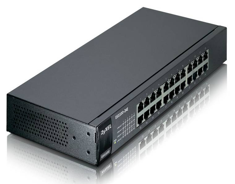 Zyxel es1100-24e 24-port fast ethernet 10/100 unmanaged switch, fanless metal, desktop-null
