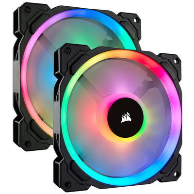 Corsair ll140 rgb 140mm dual light loop rgb led pwm fan 2x pack with node pro co-9050074-ww, Rgb, medium
