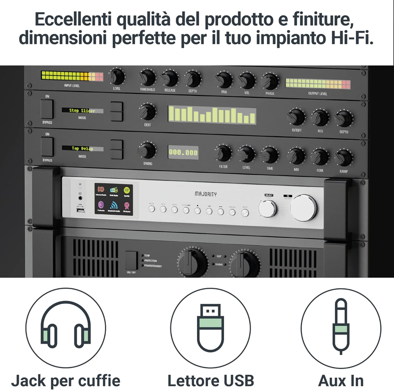 Product image: Majority radio fitzwilliam 2 Wi-Fi/bt/USB/fm/lineout/display silver, , medium-null