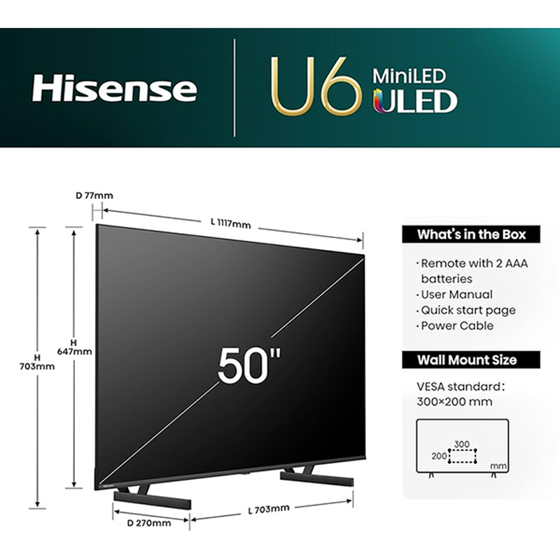 Hisense 50u6nq mini led smart TV 50", , medium image number null