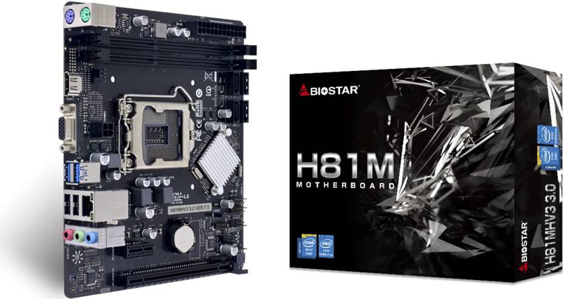 Biostar h81mhv3 3.0 micro-atx motherboard lga 1150 intel h81 ddr3 pcie 2.0 x16 sata III HDMI vga gbe lan black-null