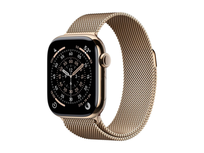 Apple watch series 11 (gps + cellular) / 42 mm / gold titanium / smart watch with milanese loop / stainless steel mesh / gold / wrist size: 130-180 mm / 64GB / lte, Wi-Fi 4, uwb, bluetooth / 5G / 34.6 g, , medium-null