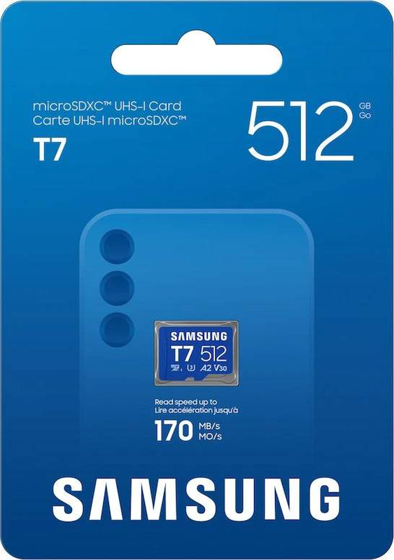 Samsung t7 512GB microsdxc uhs-i memory card 170mb/s u3 v30 a2 class 10 (mb-mb512t)-null