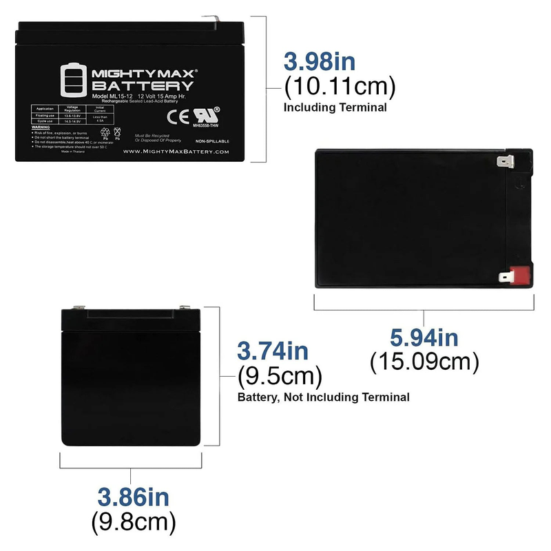 Product image: Mighty max 12v 15ah sealed lead acid battery, , medium-null