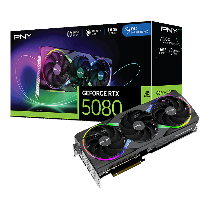 Pny geforce RTX 5080 argb oc 16GB gddr7 | pcie 5.0 x16 graphics card, , medium-null