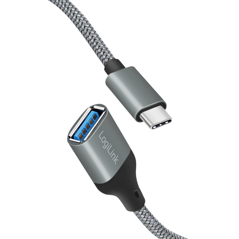 Logilink kab adapter USB-c> USB-a st-bu 0.15m dark grey - adapter - digital - 0.15 m-null