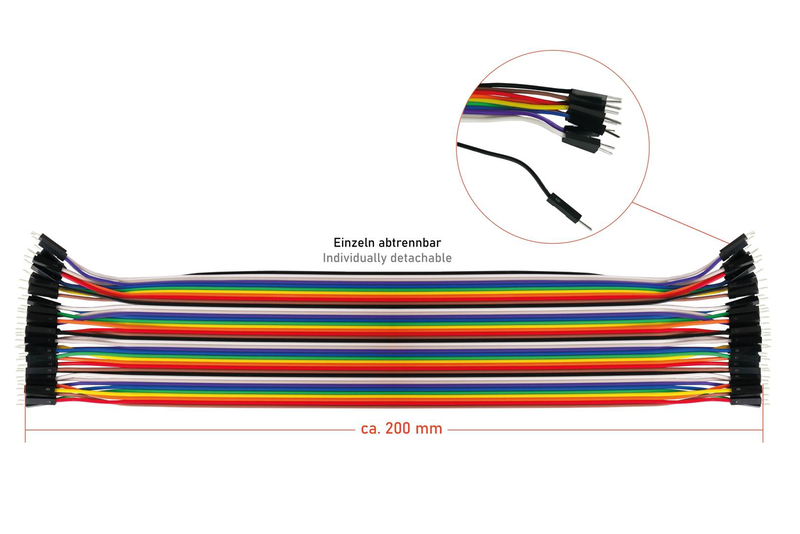 Kabelmeister 40-pin jumper wire male-to-male 0.2m separable arduino raspberry pi 3-pack, , medium-null